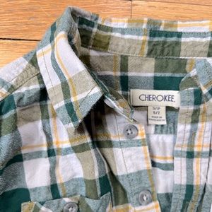 Boys Small (6/7) Green Flannel Button-down